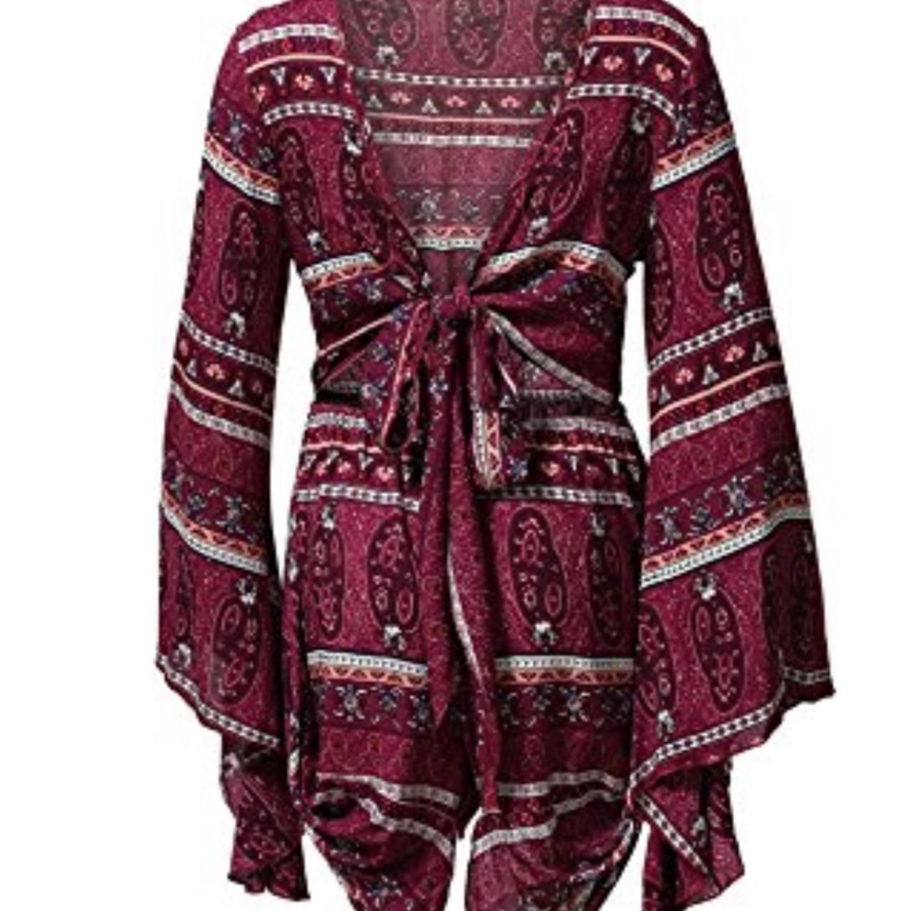 IMOGEN Tie Front Floral Romper - Picture 5 of 7